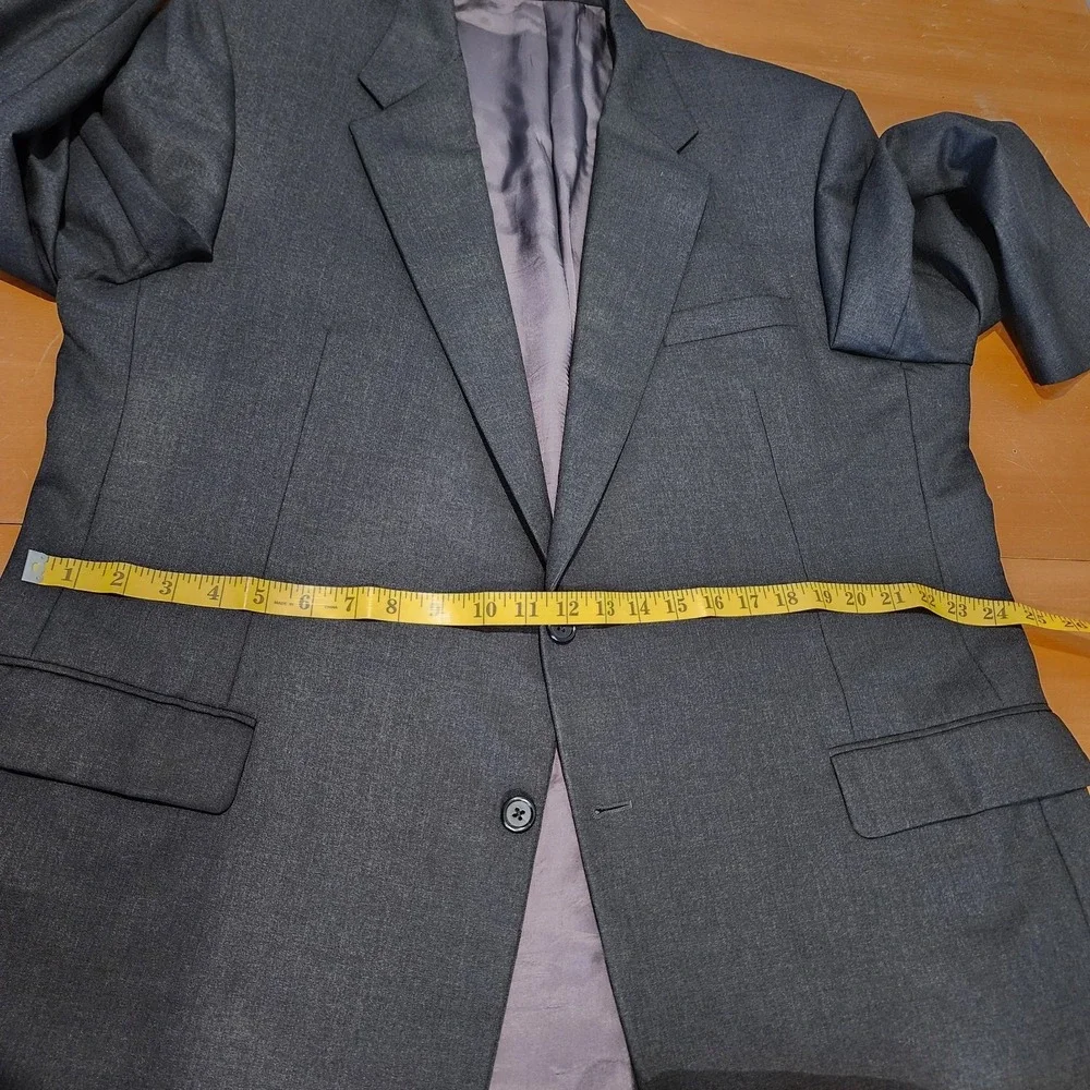 Hickey Freeman Loro Piana Tasmanian Super 130s Wool Jacket 48L Gray Career Event